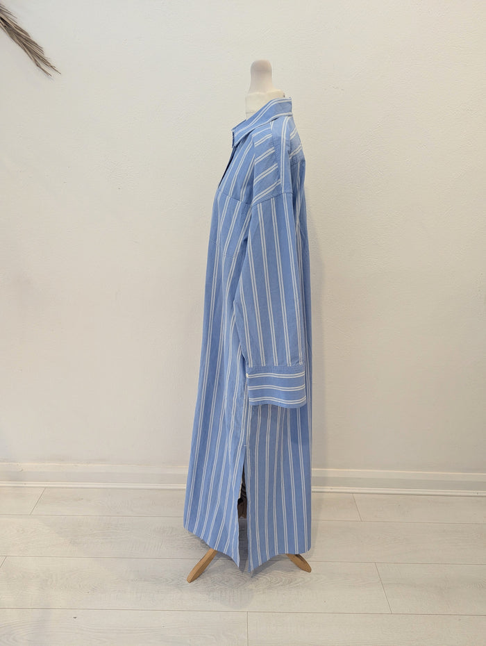 Arket blue/white striped maxi dress 10