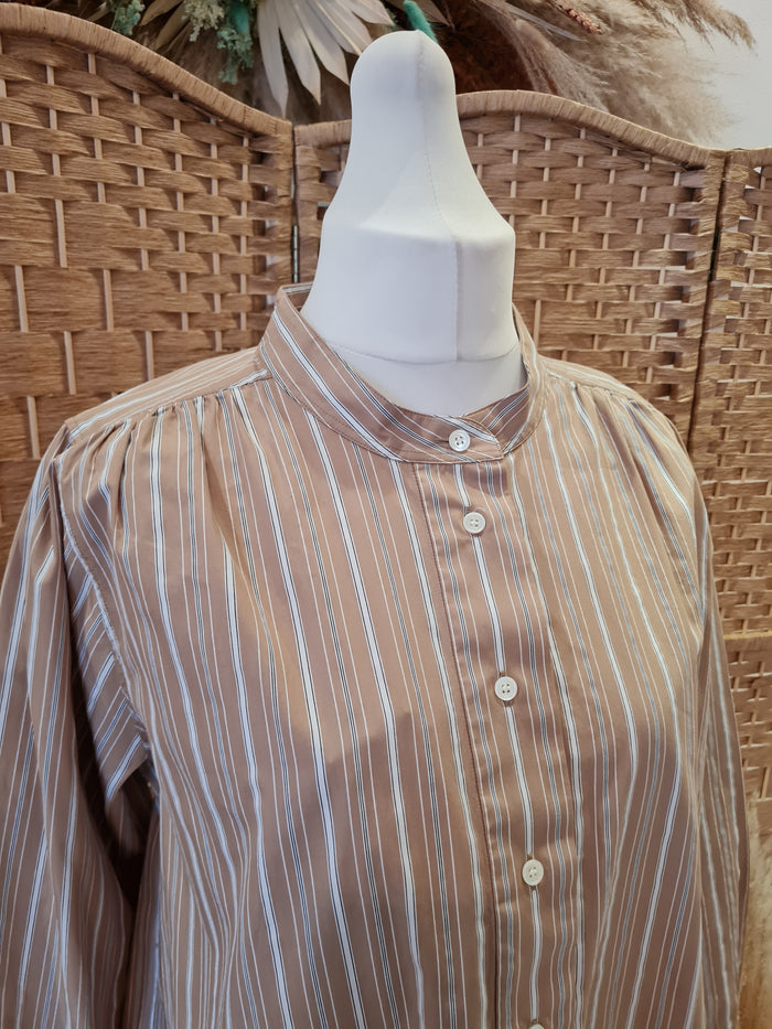 Arket Organic Camel Stripe Shirt Dress New 44