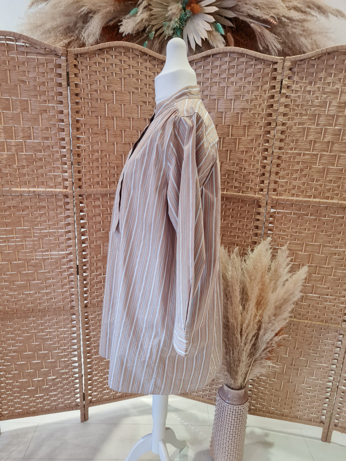 Arket Organic Camel Stripe Shirt Dress New 44