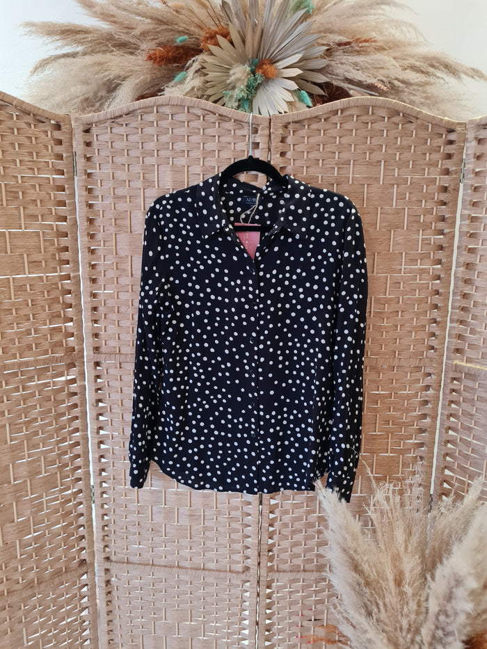 Armani Jeans Black/White Polkadot Blouse Size 10