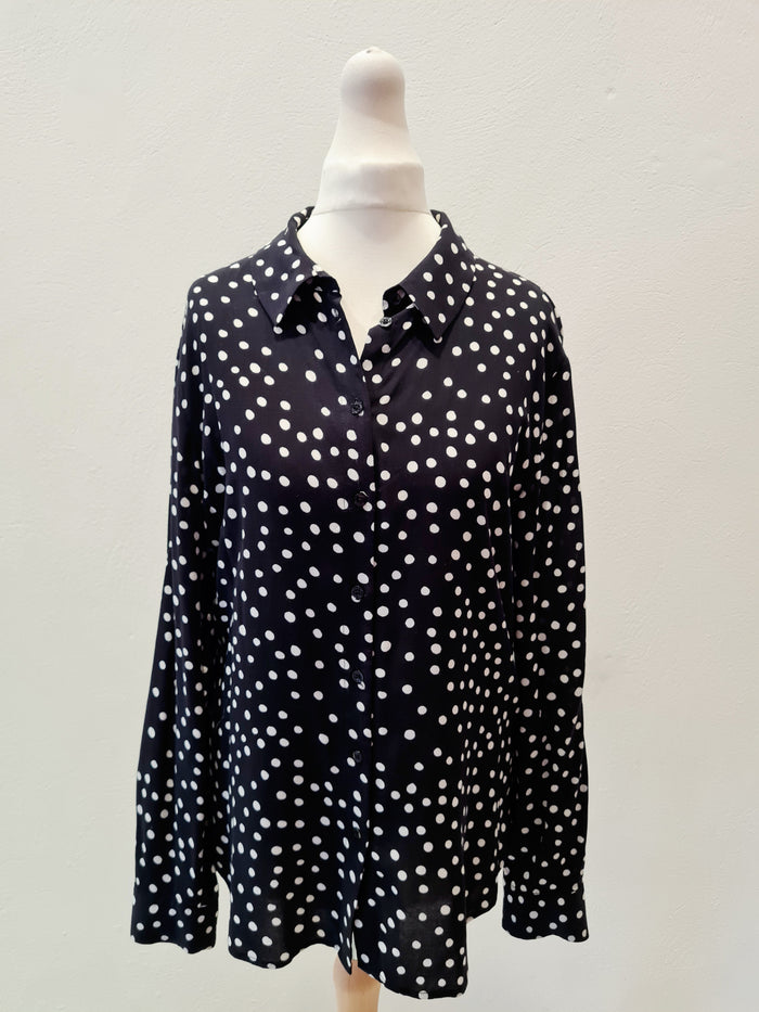 Armani Jeans Black/White Polkadot Blouse Size 10