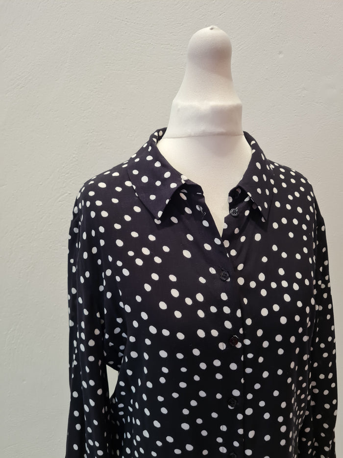 Armani Jeans Black/White Polkadot Blouse Size 10