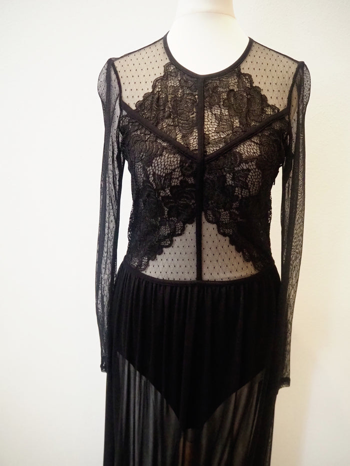 ASOS Black Mesh Top Maxi 10