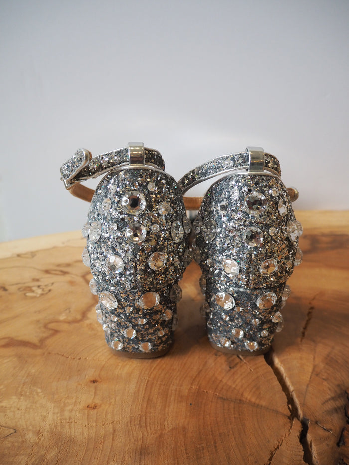 ASOS Jewelled Heel Silver Shoes 4 NEW