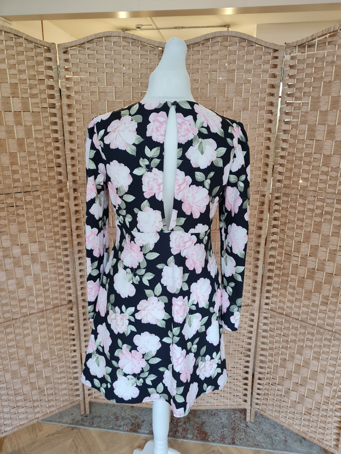 ASOS Pink/Black Floral Dress Size 14 NWT