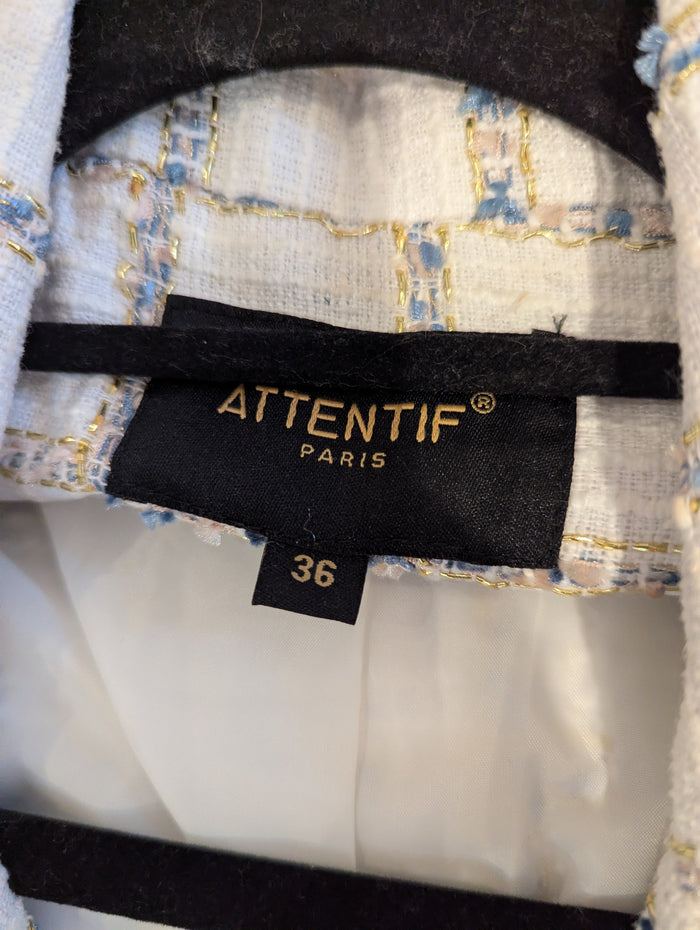 Attentif White tweed Blazer 8