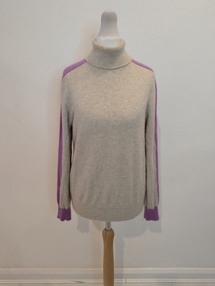 Autograph Beige Lilac Stripe Cashmere Jumper 10