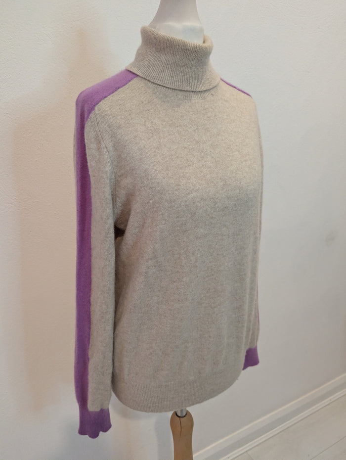Autograph Beige Lilac Stripe Cashmere Jumper 10