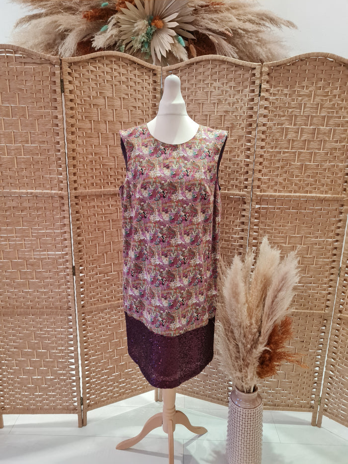 Avoca printed sequin hem dress 2