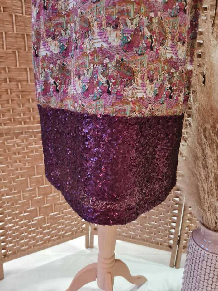 Avoca printed sequin hem dress 2