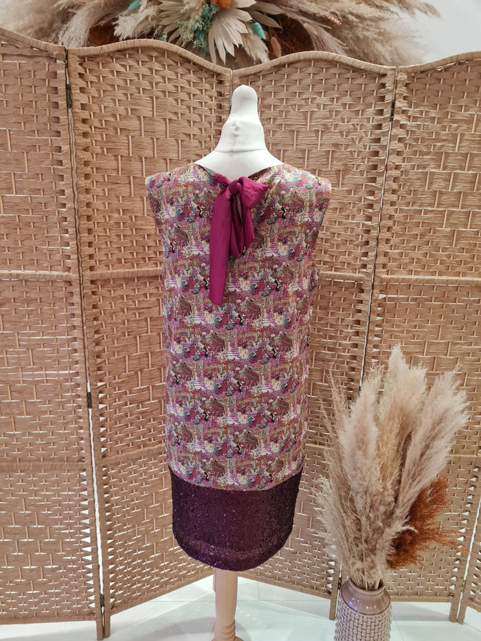 Avoca printed sequin hem dress 2