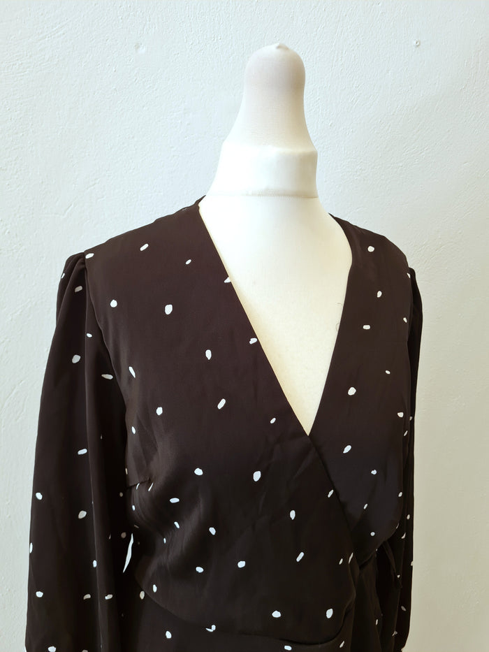 AX Paris Black Spot Wrap Dress 12 (NWT)