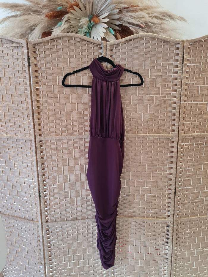 AX Paris Plum Ruched dress Size 12 New