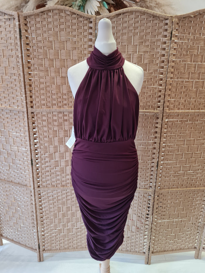 AX Paris Plum Ruched dress Size 12 New