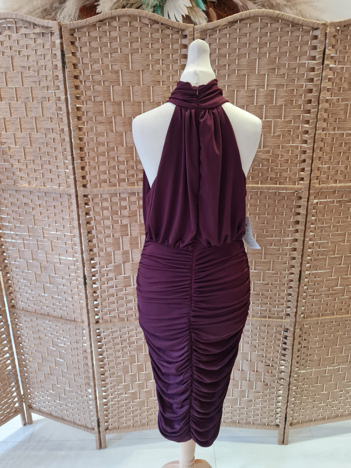 AX Paris Plum Ruched dress Size 12 New