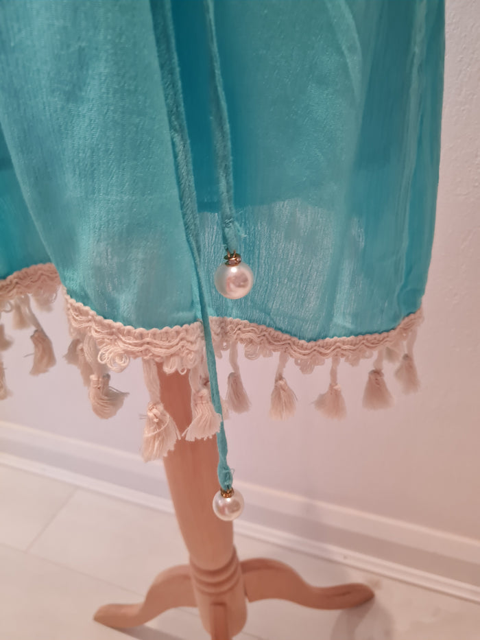 Azaka Turquoise Beaded Tunic  M/L