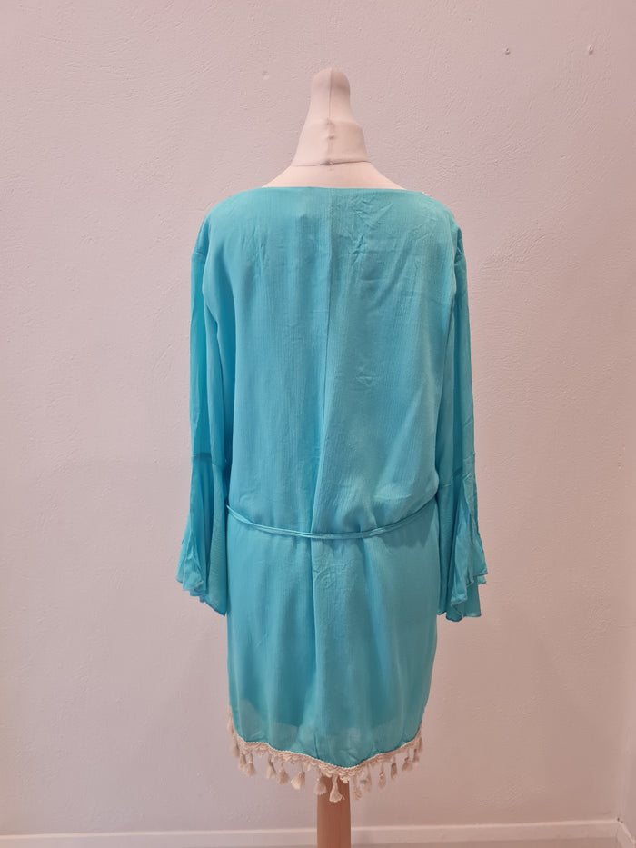 Azaka Turquoise Beaded Tunic  M/L