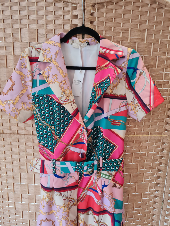 Azelle Collection printed playsuit M NWT