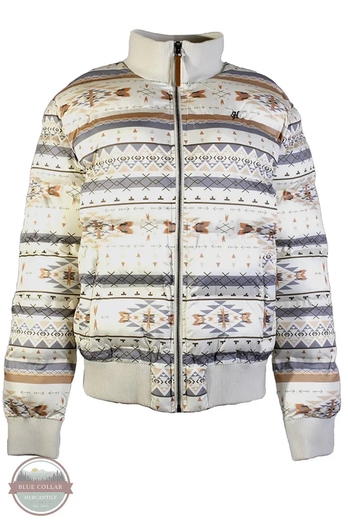 Hooey HJ139CRAZ Ladies Puffer Jacket Cream/Aztec front view