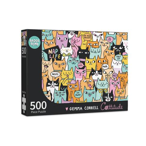 Badge Bomb - Cattitude 500 Piece Puzzle BADGE BOMB