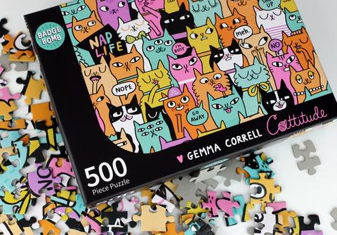 Badge Bomb - Cattitude 500 Piece Puzzle BADGE BOMB