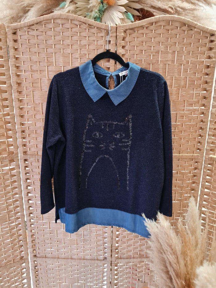 Bagoraz navy cat jumper M/L