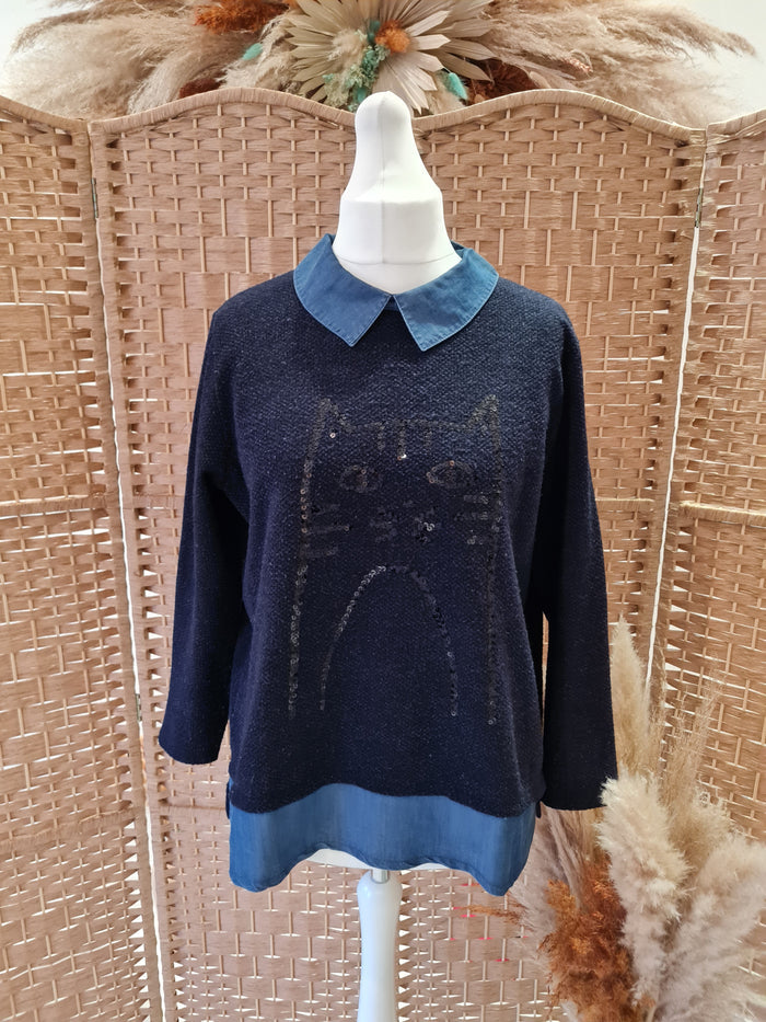 Bagoraz navy cat jumper M/L