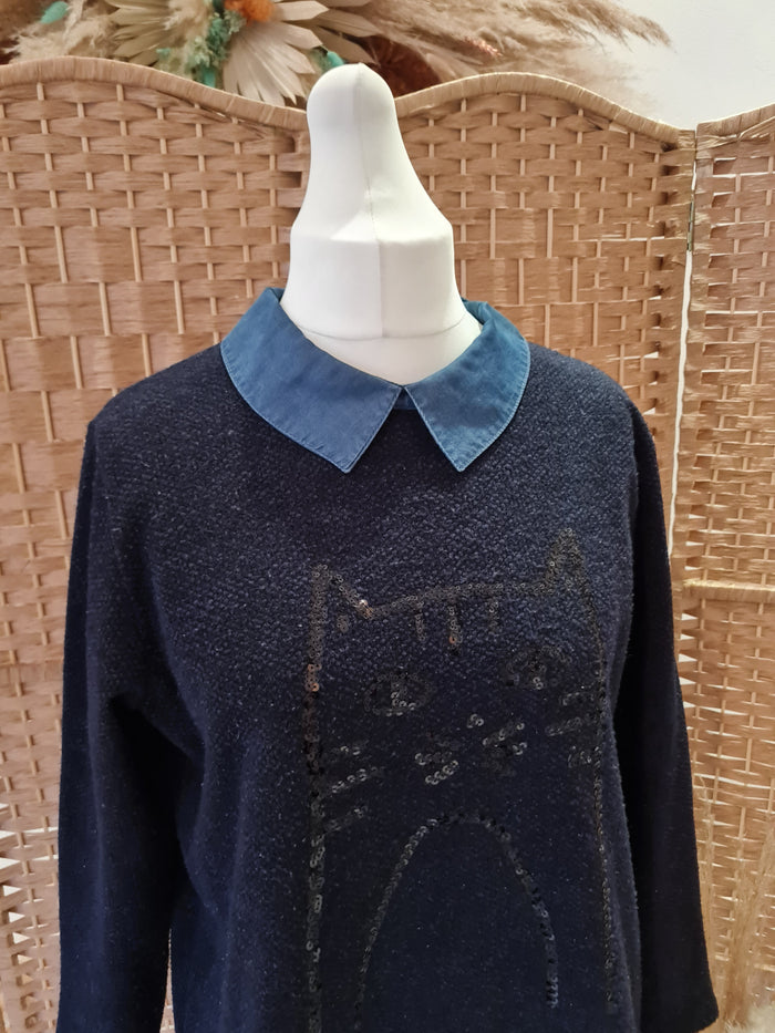 Bagoraz navy cat jumper M/L