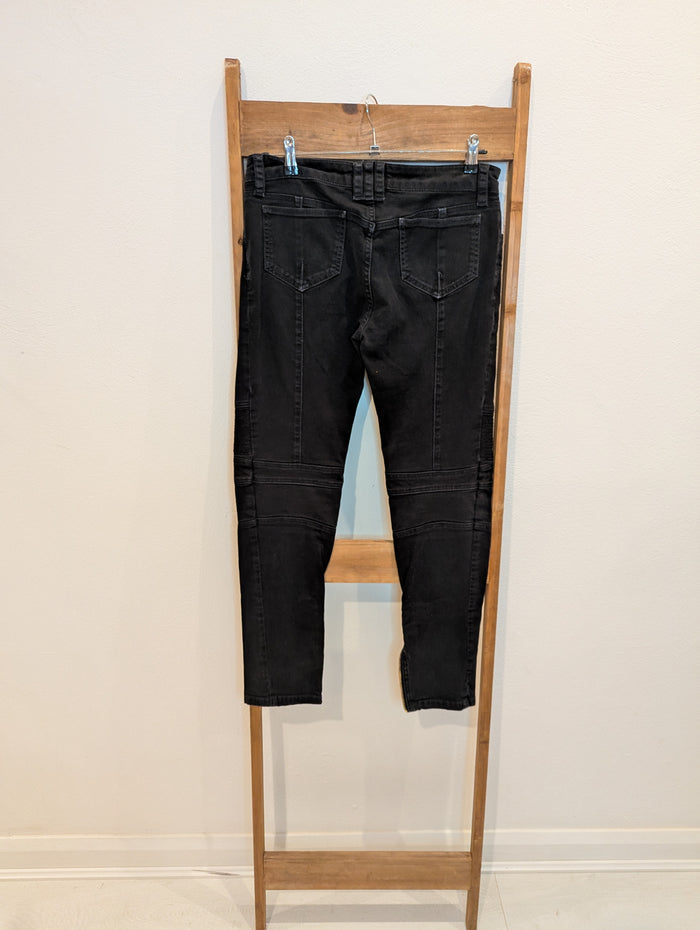 Balmain Black Gold Zip Jeans S
