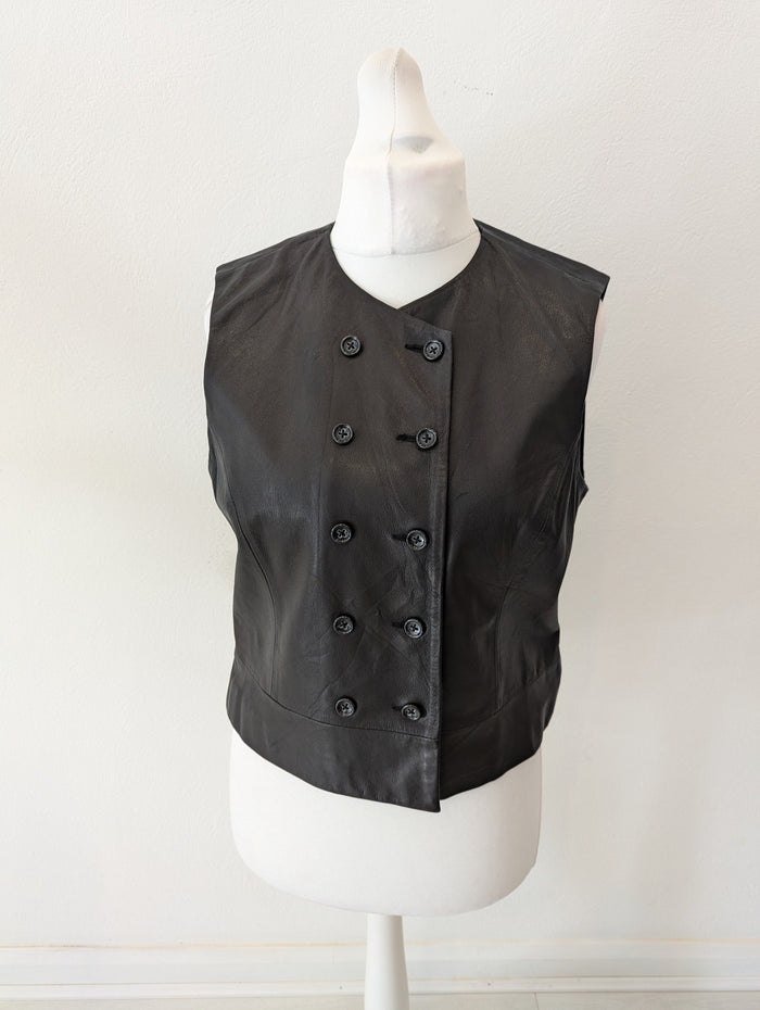 Banana Republic Black Leather Waist Coat 14