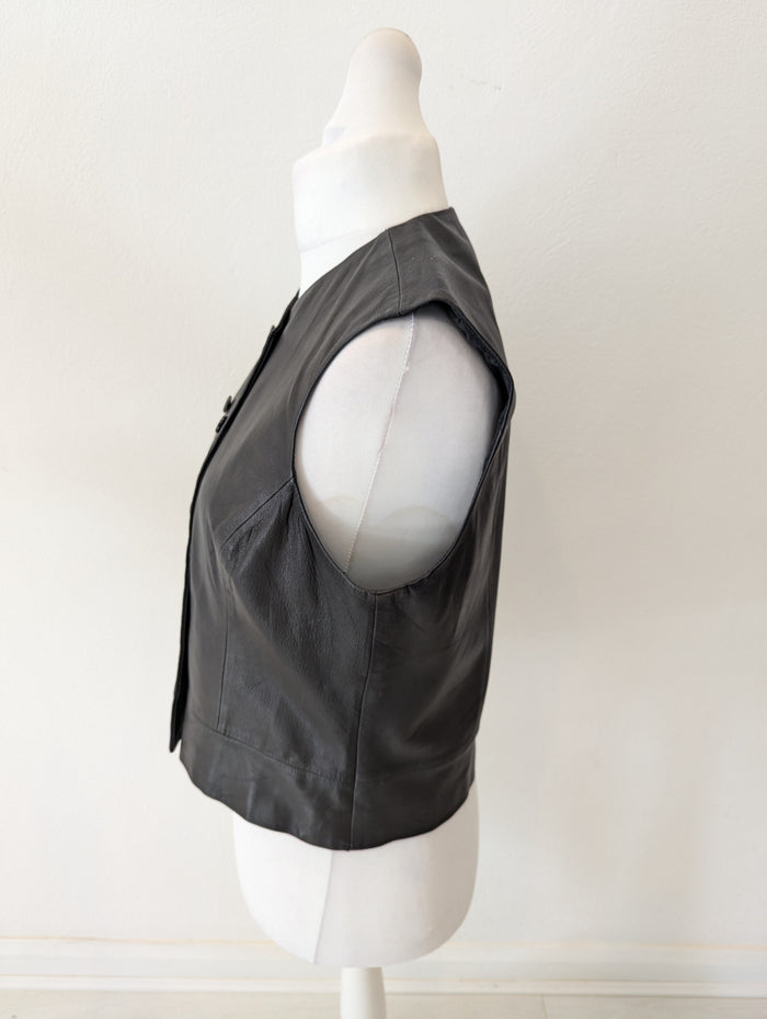 Banana Republic Black Leather Waist Coat 14