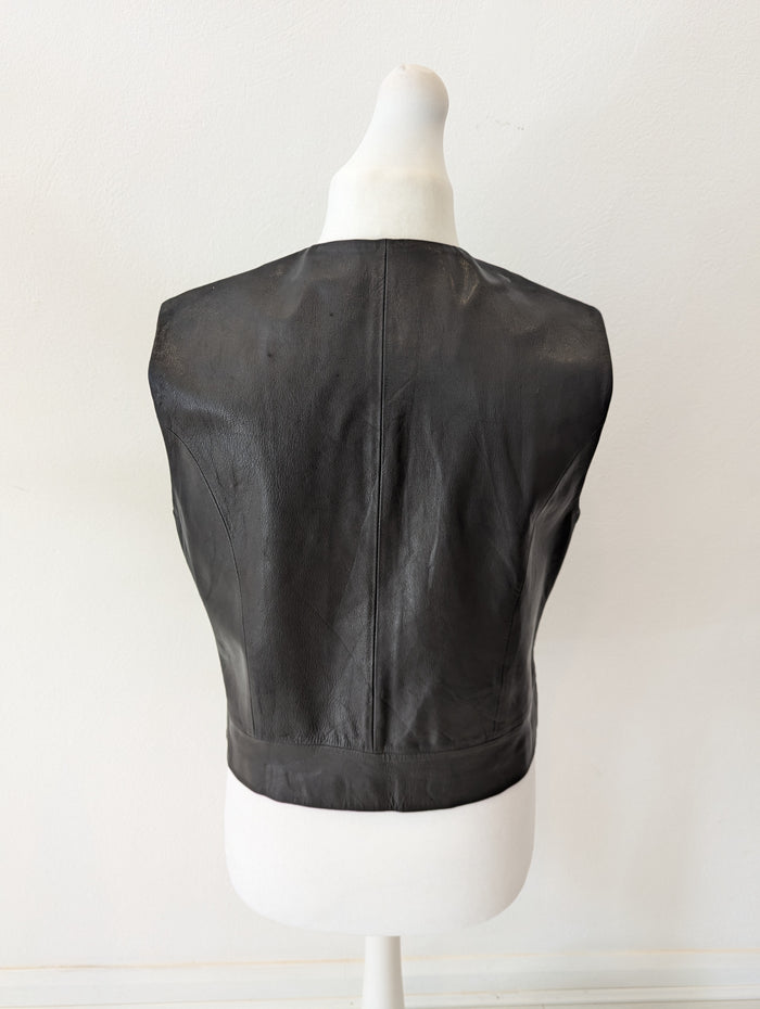 Banana Republic Black Leather Waist Coat 14