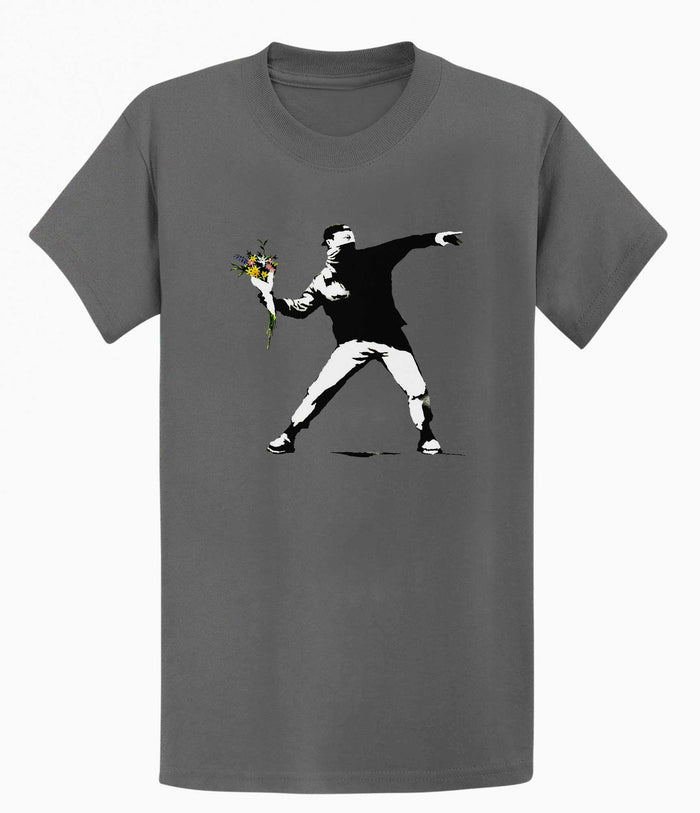 Banksy Rage Flower Thrower T-shirt Banksy-Apparel