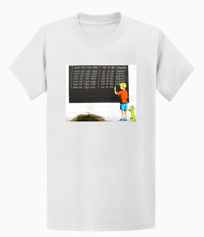 Banksy T-shirt - I Must Not Copy What I See on Simpsons Banksy-Apparel
