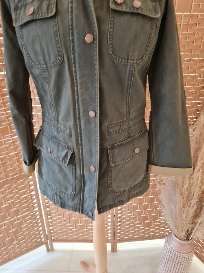 Barbour green waxed cotton Jacket 8