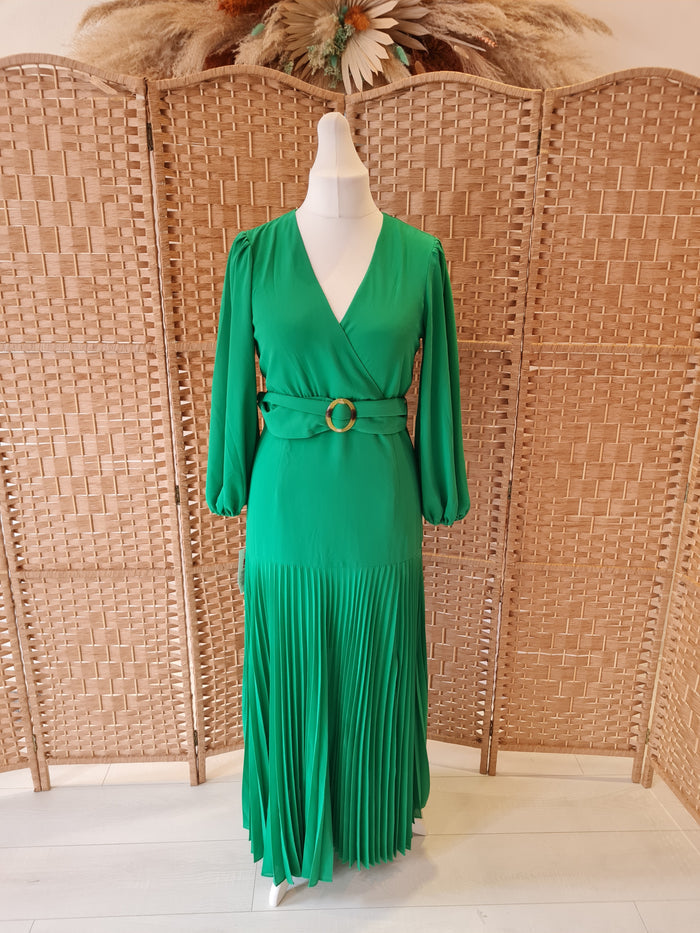 Bardot Green Pleated Dress 12 NWT