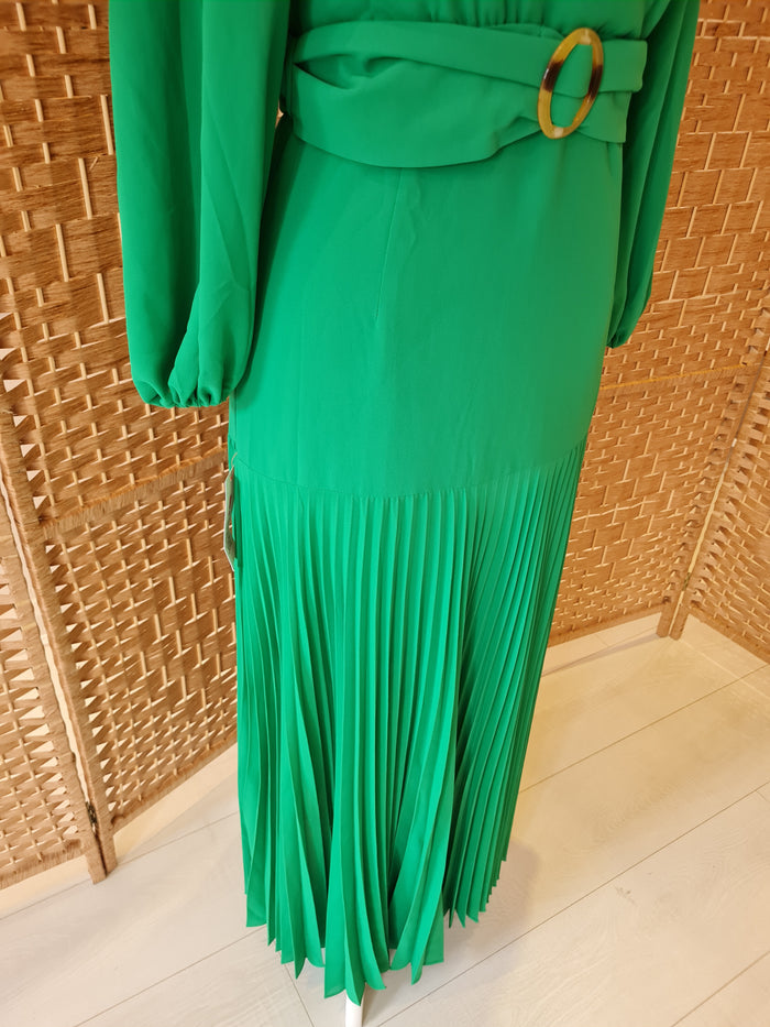 Bardot Green Pleated Dress 12 NWT