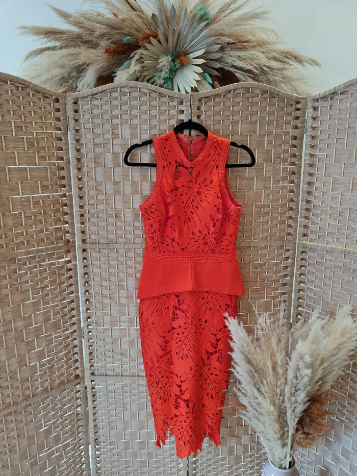 Bariano Orange Lace Dress 8