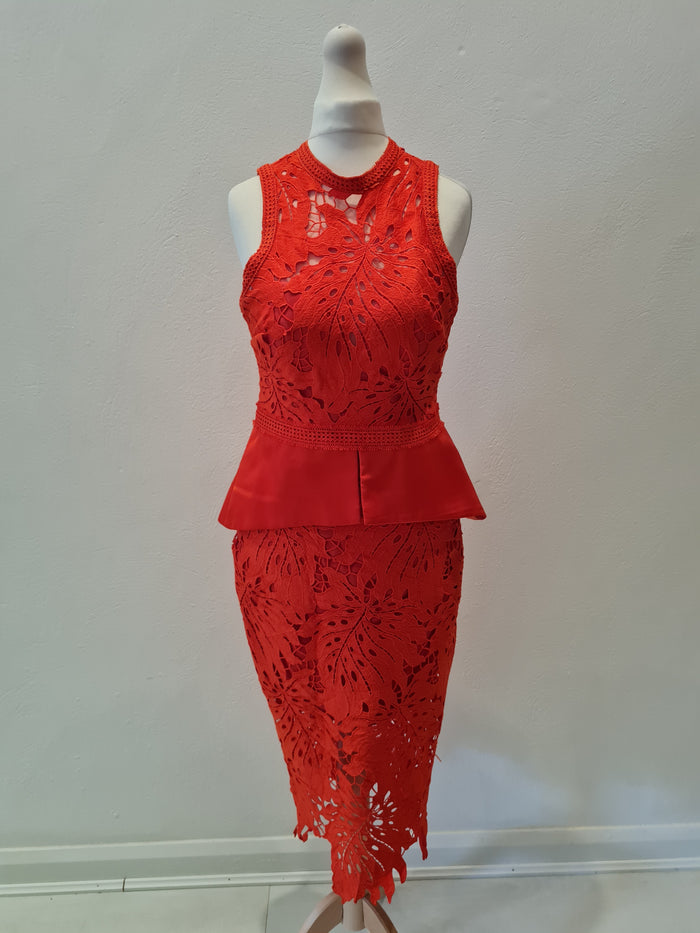 Bariano Orange Lace Dress 8