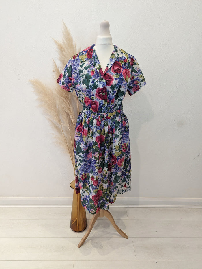 Belted Floral Dress – semi sheer 12