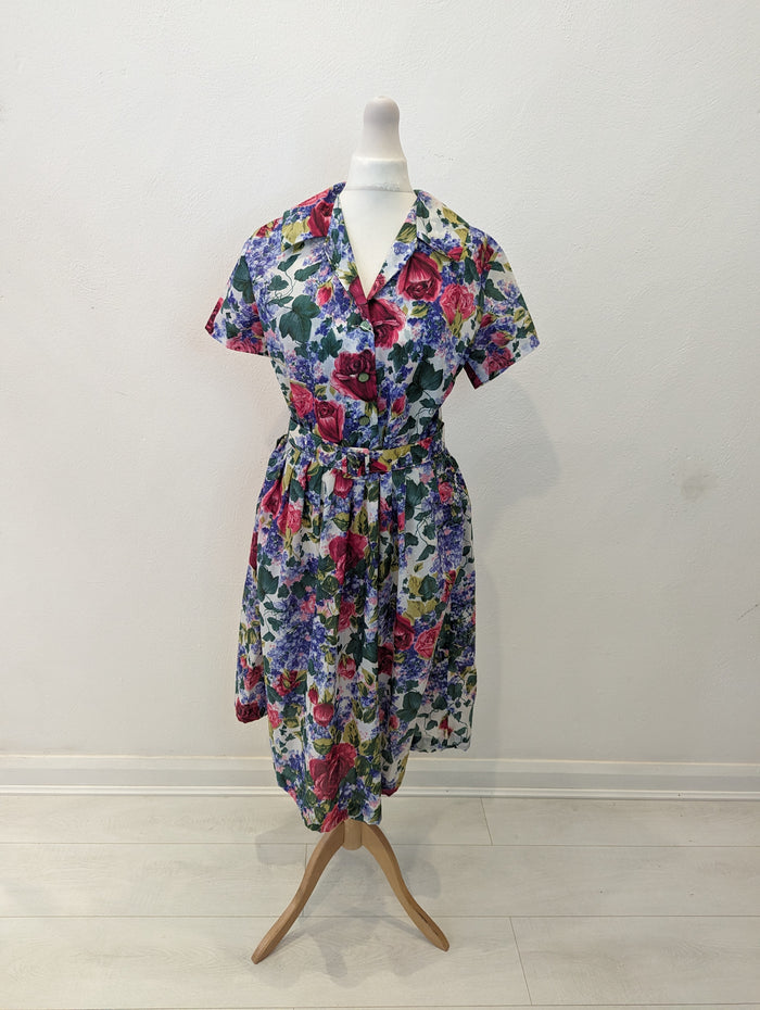 Belted Floral Dress – semi sheer 12
