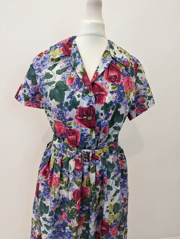 Belted Floral Dress – semi sheer 12
