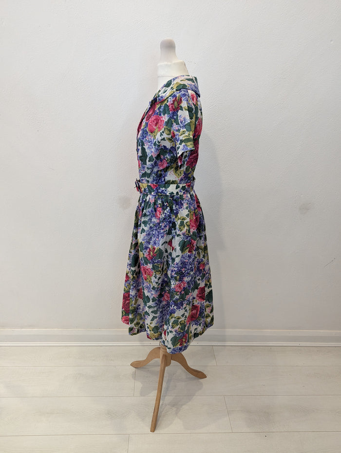 Belted Floral Dress – semi sheer 12