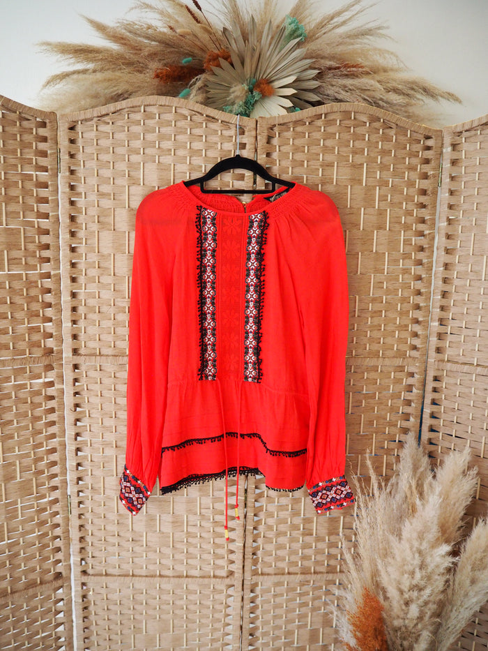 BIBA Red Embroidery Top 10