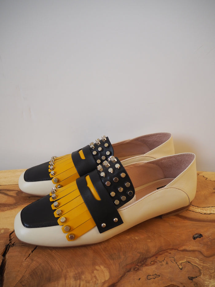 Bibi Lou Cream stud detail brogues 7 New RRP £175