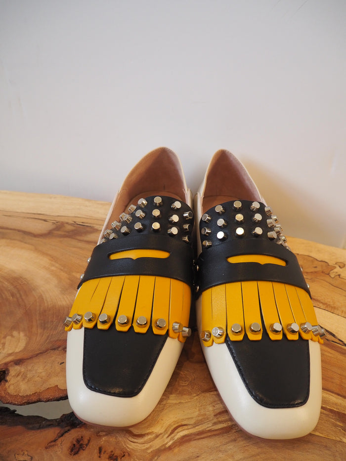 Bibi Lou Cream stud detail brogues 7 New RRP £175