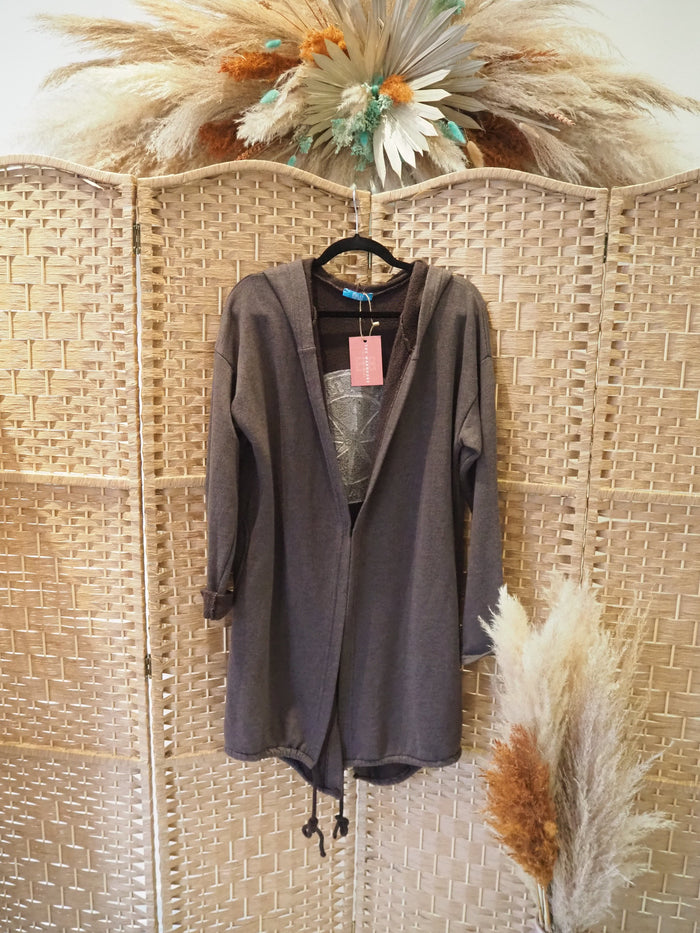Billi Brown Long Back Detail Cardigan M
