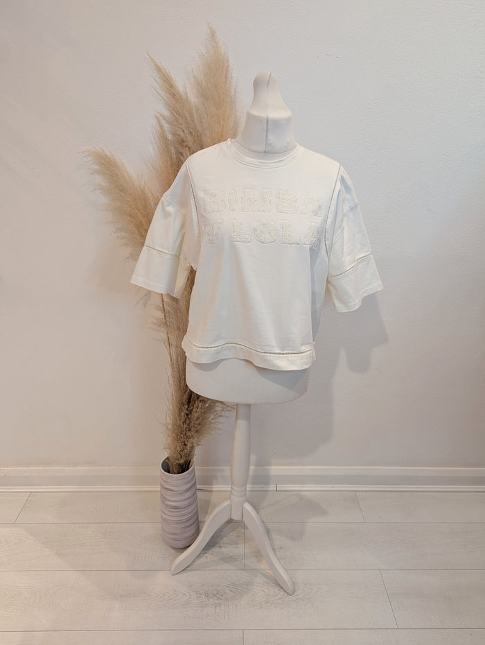 Bimba Y Lola White Embroidered Sweatshirt M