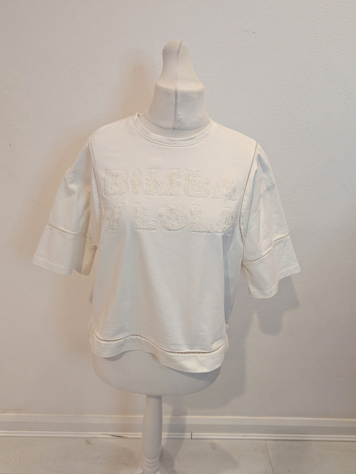Bimba Y Lola White Embroidered Sweatshirt M