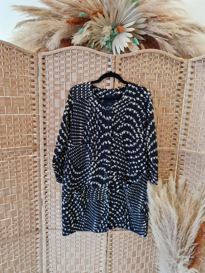 Bitte Kai Rand Black & cream longline Coatigan XS